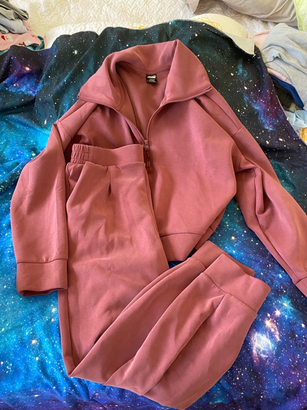 Avia Dusty Rose Half-Zip Jogger Set
